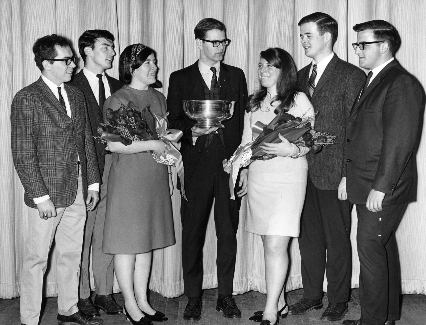 Group photo of Bentley students at talent show
