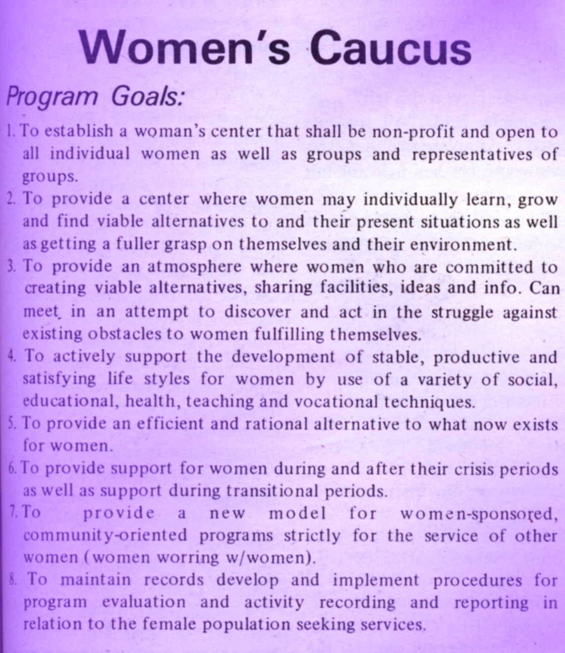 Women's Center Announcement