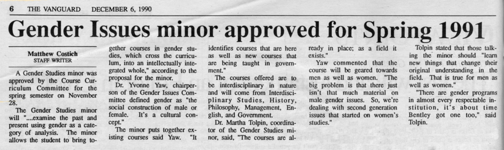 Gender Studies Minor Announcement