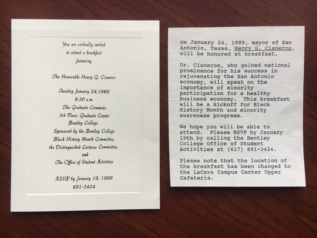 First MLK Day celebration invitation, 1986