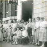 Members of the Beta Sigma Alpha sorority in 1957