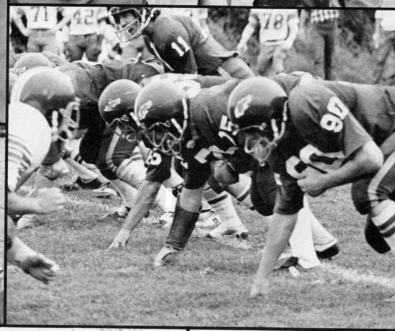 Bentley football on field, 1978